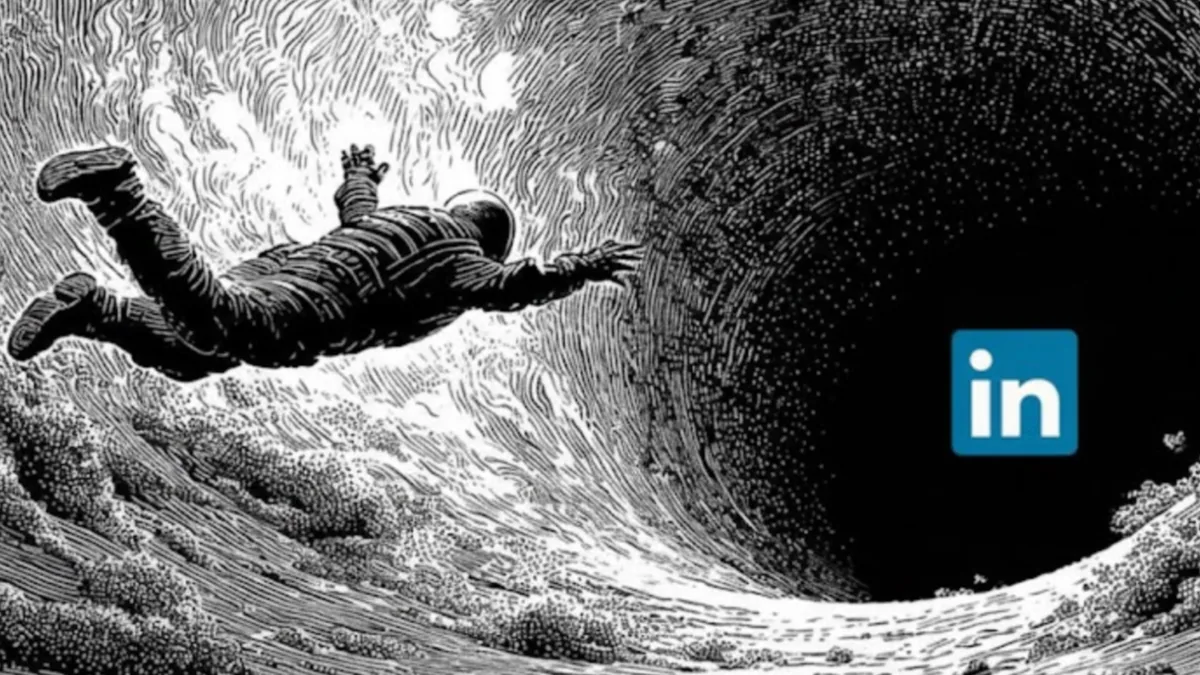 Most executives are getting pulled into the LinkedIn vortex without a strategy. Photo cred: Dan Koe.